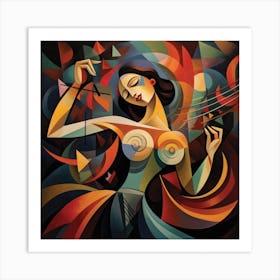 Woman Playing Music Art Print