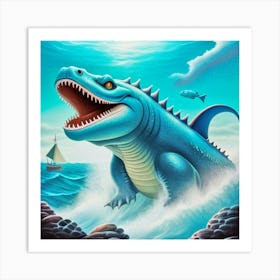 Dinosaurs In The Sea 1 Art Print