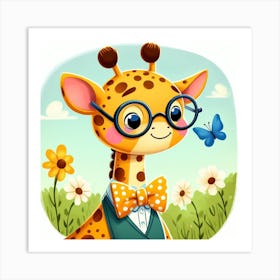 Giraffe With Glasses 4 Art Print