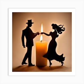 Couple Dancing With Candle Art Print