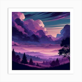 Purple Sky With Clouds Art Print