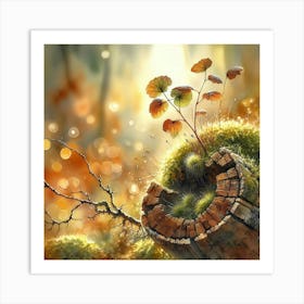 Mossy Tree Stump Art Print