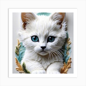 White Kitten With Blue Eyes Art Print