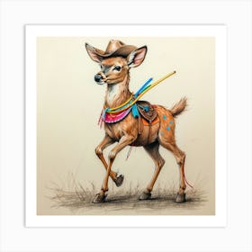 Cowboy Deer 6 Art Print