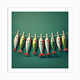 Sardines Fishes On A Line Art Print