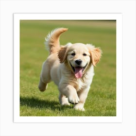 Golden Retriever Puppy Running Art Print