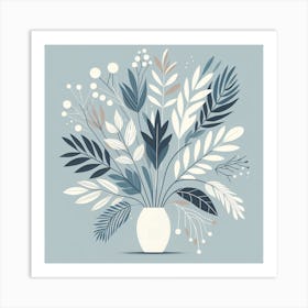 Scandinavian style, Bouquet of tropical leaves and branches 1 Art Print