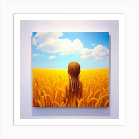 Girl In A Wheat Field Art Print