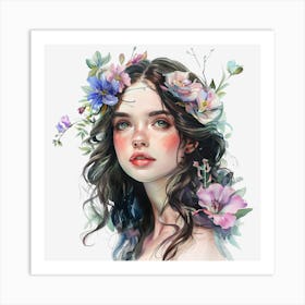 Girl With Flowers 27 Art Print