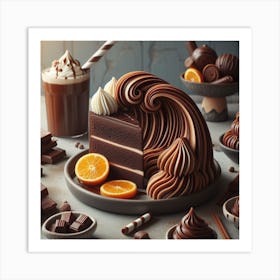 Chocolate wave and orange caramel 1 Art Print