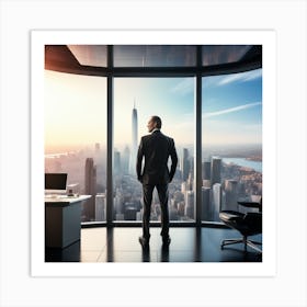 Businessman Looking Out Of Window 1 Art Print