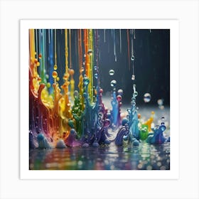 Rainbow Paint Splash Art Print