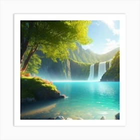 Waterfall In The Forest 1 Art Print