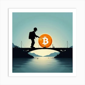 Bitcoin On A Bridge Art Print