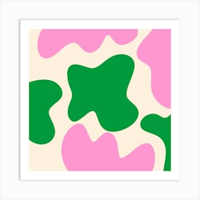 Abstract modern shapes green and pink Art Print