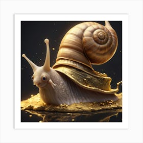 Snail On Gold Art Print