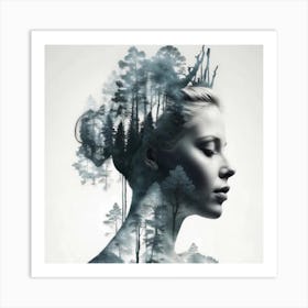 Woman In The Forest Art Print