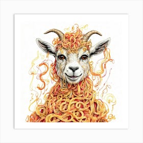 Goat With Spaghetti Art Print