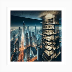 Skyscraper At Night Art Print