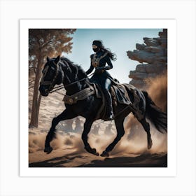 Woman Riding A Horse Art Print