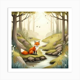 The wise and playful Fox Art Print