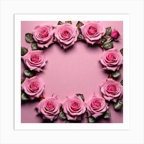 Pink Roses In A Circle Art Print