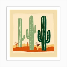 Rizwanakhan Simple Abstract Cactus Non Uniform Shapes Petrol 25 Art Print