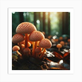 Whispering Woodland Mushrooms Art Print