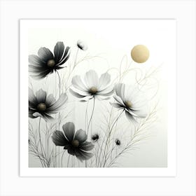 Black And White Flowers Art Print