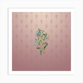 Vintage Blue Narrow Leaf Sollya Botanical on Dusty Pink Pattern n.1045 Art Print