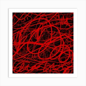 Abstract Red Drawing Art Print