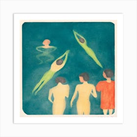 Swimmers In The Pool Art Print