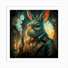 Rabbit Smoking A Pipe Art Print