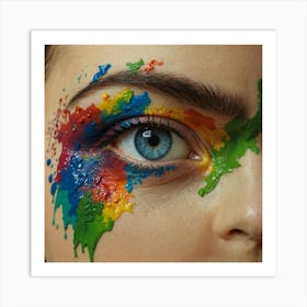 Portrait Of A Young Woman With Colorful Paint Art Print