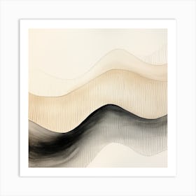 Abstract Organic Minimalist Black Waves 8 Art Print