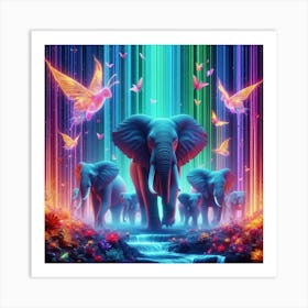 neon elephant Art Print