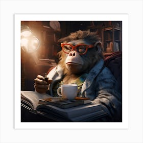 Monkey In Glasses Art Print