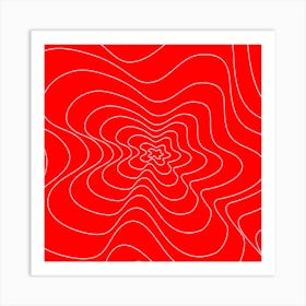 Abstract Red Wavy Pattern Art Print