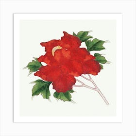 Hokusai Red Flower Art Print