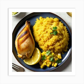 Chicken With Rice And Corn 1 Art Print