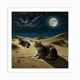 Two Cats In The Desert Art Print