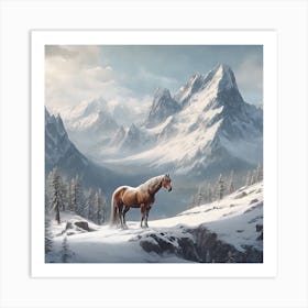 Horse In The Snow 1 Art Print