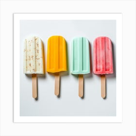 Popsicles On A White Background Art Print