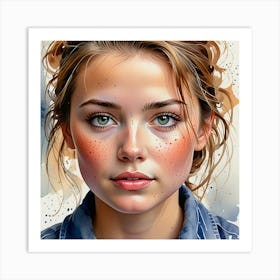 Portrait Of A Girl With Freckles Art Print