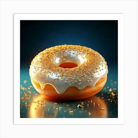 Firefly Whimsical 3d Porcelain Donut With Gold Sprinkles And Ethereal Glow 49322 Art Print