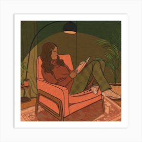 Lady Reading Cosy Art Print