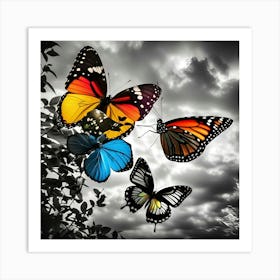 Colorful Butterflies In The Sky 1 Art Print