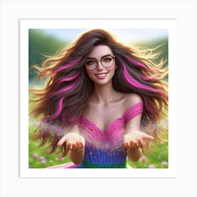 Girl With Rainbow Hair Art Print