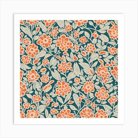 Mid Century inspired modern Seamless floral Pattern, 260 Art Print