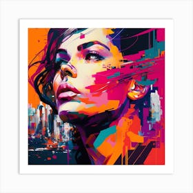 Woman Cityscape Abstract Portrait Art Print